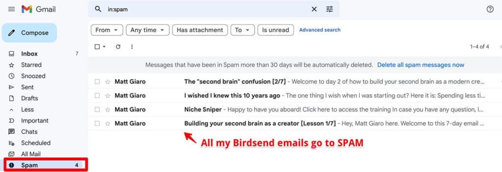 Emails sent by Birdsend autoresponder trapped in Spam folder