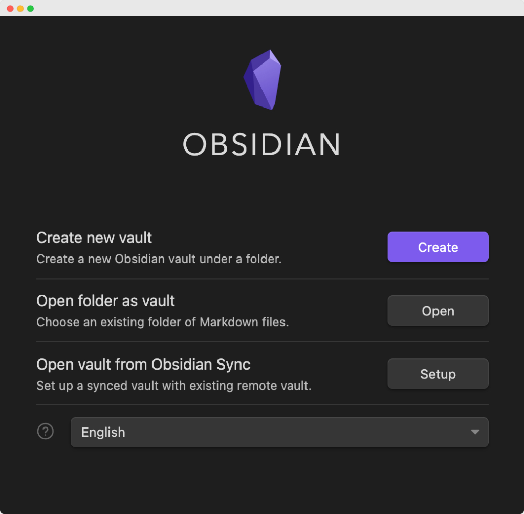 How to create a new vault in Obsidian