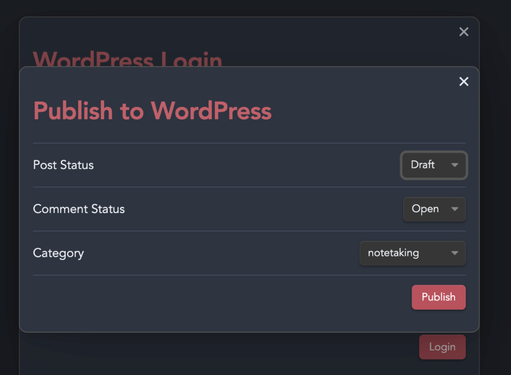 Blog settings for Obsidian WordPress publish