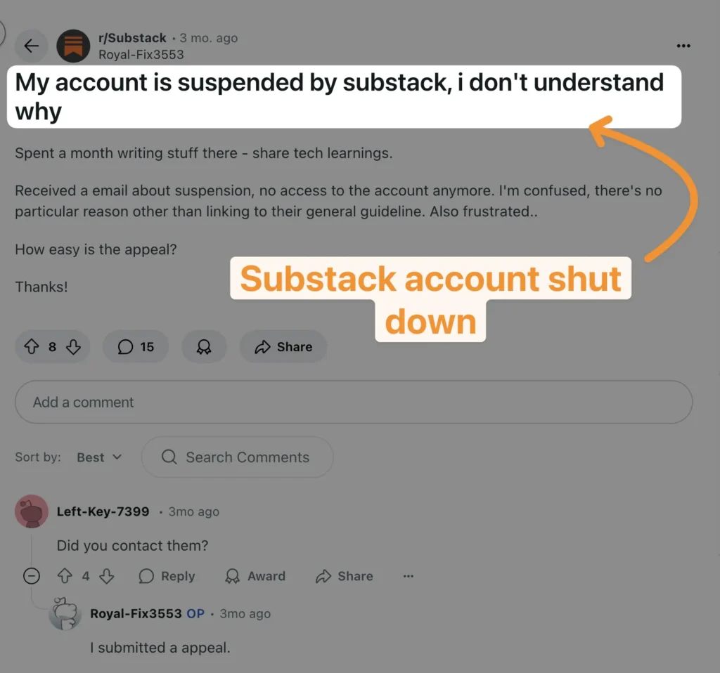 Unlike Substack, nobody can ban your blog.