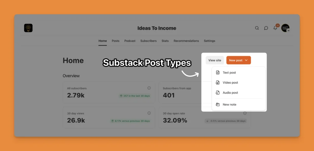 types of post you can write on substack