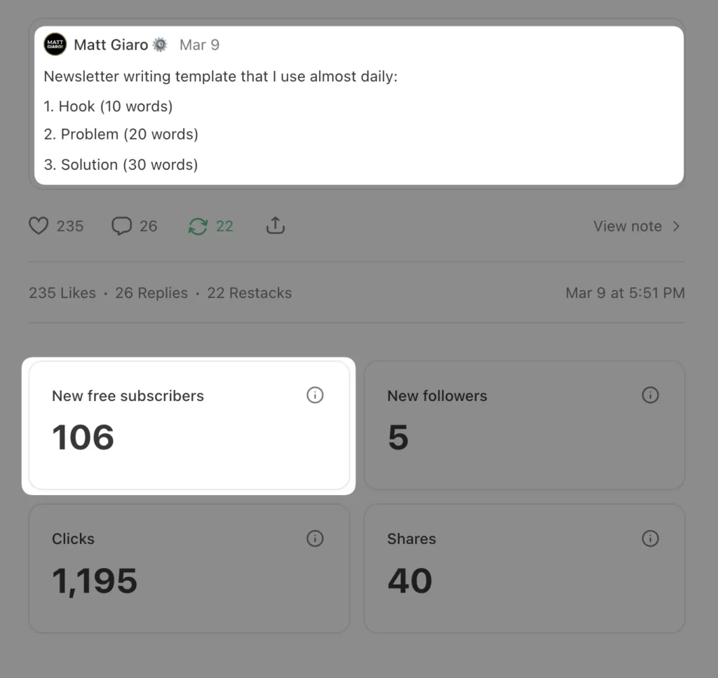 Substack notes to grow audience subscribers