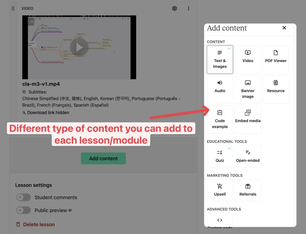 lesson upload in teachable (review)